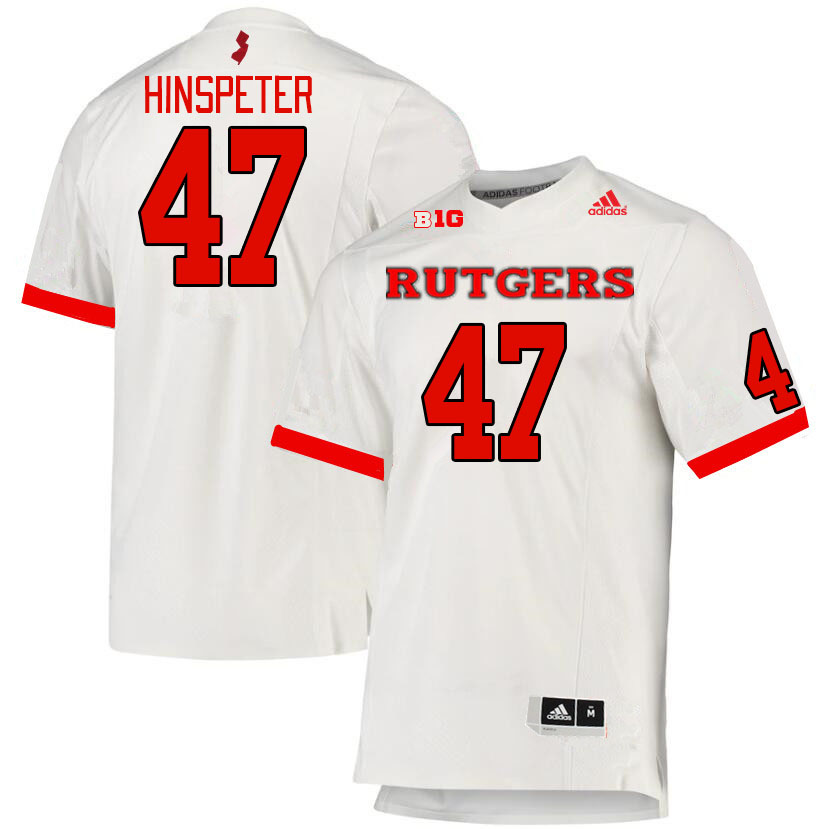 Men #47 Timmy Hinspeter Rutgers Scarlet Knights College Football Jerseys Stitched Sale-White